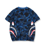 Shark Print T Shirt Summer Camouflage Youth Couple Wear Short Sleeve