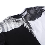 Marcelo Burlon T Shirt Black and White Stitching Wings Pattern for Men and Women