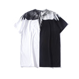 Marcelo Burlon T Shirt Black and White Stitching Wings Pattern for Men and Women