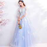 Women'S Evening Dress Ball Gown Princess Quinceanera Wedding Dresses Fashion Blue Wedding Dinner Annual Meeting Puffy Dress Skirt Wedding Dress