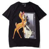 GVC T Shirt Deer and Beauty Pattern Pure Cotton Loose Short Sleeve T-shirt Men