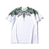 Marcelo Burlon T Shirt MB Big Snake Black Green Wings Printing Same Style for Men and Women