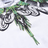Marcelo Burlon T Shirt MB Big Snake Black Green Wings Printing Same Style for Men and Women