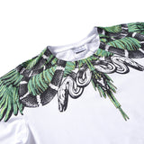 Marcelo Burlon T Shirt MB Big Snake Black Green Wings Printing Same Style for Men and Women
