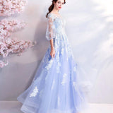 Women'S Evening Dress Ball Gown Princess Quinceanera Wedding Dresses Fashion Blue Wedding Dinner Annual Meeting Puffy Dress Skirt Wedding Dress