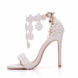 Nude Heels for Wedding Sandals Buckle Strap Shoes High Heel Sandals