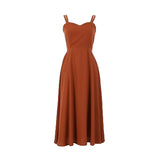 Burnt Orange Dress Summer Seaside Vacation Dress Strap Beach Dress Backless Beach Skirt Women's