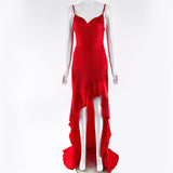 Wedding Guest Dress Spring Fashion Irregular Side Slit Suspender Dress