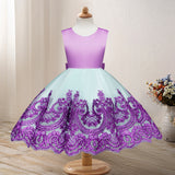 Toddler Girls Sequin Gown Dress Autumn and Winter Children Wedding Dress Princess Dress Lace Embroidery Bowknot Dress