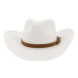 Straw Cowboy Hats Men's Women's Straw Hat Top Hat Outdoor Beach Hat
