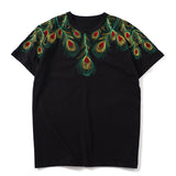 GVC T Shirt Embroidery Peacock Feather Pattern Pure Cotton Loose T-shirt Men and Women