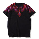 GVC T Shirt Embroidery Peacock Feather Pattern Pure Cotton Loose T-shirt Men and Women