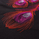 GVC T Shirt Embroidery Peacock Feather Pattern Pure Cotton Loose T-shirt Men and Women