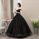 Women's Evening Dress Ball Gown Princess Quinceanera Wedding Dresses Black Real Silk Wedding Dresses Stage Puffy Performance Costume Evening Dress