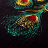 GVC T Shirt Embroidery Peacock Feather Pattern Pure Cotton Loose T-shirt Men and Women