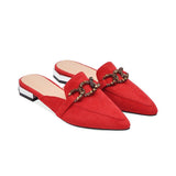 Finn Chain Pointed Toe Mule Closed Toe Sandals Spring and Summer Low Heel Square Heel Pointed Toe Shoes
