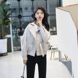 Cute Leather Jacket Loose Small Jacket Spring and Autumn High Waist