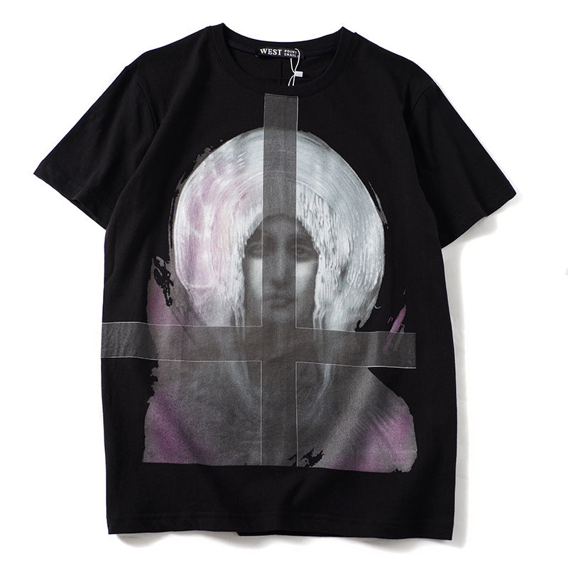 GVC T Shirt Cross Virgin Pattern Pure Cotton Loose Short Sleeve T-shirt Men