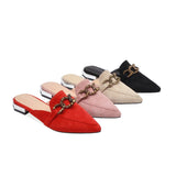 Finn Chain Pointed Toe Mule Closed Toe Sandals Spring and Summer Low Heel Square Heel Pointed Toe Shoes