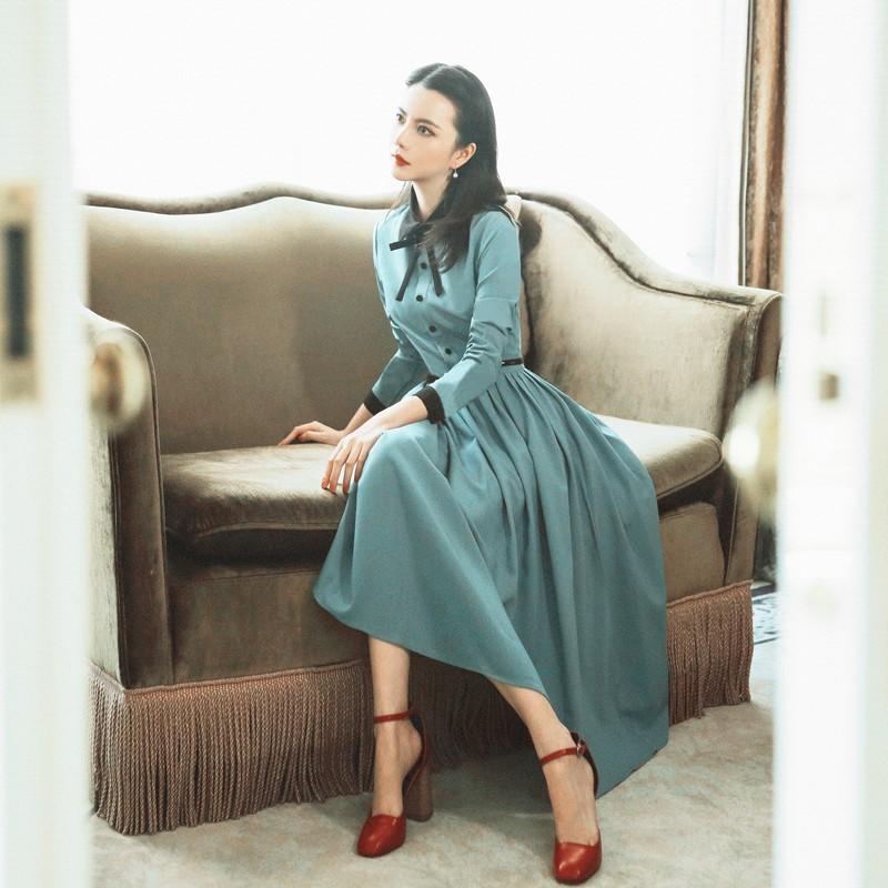 Vintage Skirt Mid-Length Dress Spring and Autumn Long Sleeve Dress Cottagecore Academia Fashion Dresses