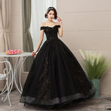 Women's Evening Dress Ball Gown Princess Quinceanera Wedding Dresses Black Real Silk Wedding Dresses Stage Puffy Performance Costume Evening Dress