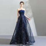 Women'S Evening Dress Ball Gown Princess Quinceanera Wedding Dresses Blue Sequined Performance Tulle Tutu Dress Evening Dress