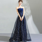Women'S Evening Dress Ball Gown Princess Quinceanera Wedding Dresses Blue Sequined Performance Tulle Tutu Dress Evening Dress