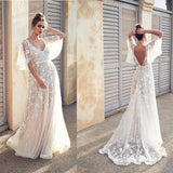 Women Lace Wedding Dress Spring and Summer Dress Sexy Lace V-neck Backless Dress