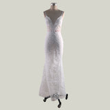 Women Lace Wedding Dress Sexy V-neck Lace Camisole Gown Long Dress