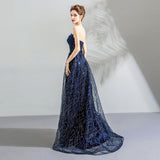 Women'S Evening Dress Ball Gown Princess Quinceanera Wedding Dresses Blue Sequined Performance Tulle Tutu Dress Evening Dress