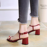 Nude Strappy Block Heels Sandals