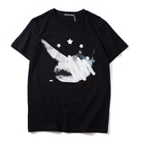 GVC T Shirt Shark Pattern Pure Cotton Loose Short Sleeve T-shirt Men