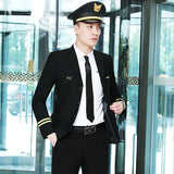 Empty Uniform Jacket Men's Pilot Clothing Captain Uniform Air Force Suit Performance Suit Annual Meeting Dress Men's Suit