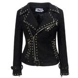 Leather Biker Coat God Leather Jacket Women Pu Jackets Rivet Long Sleeve Punk Jacket