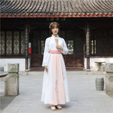 Chinese Traditional Dress Waist Cross Collar Embroidered Fresh Elegant Daily Dress