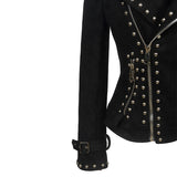 Leather Biker Coat God Leather Jacket Women Pu Jackets Rivet Long Sleeve Punk Jacket