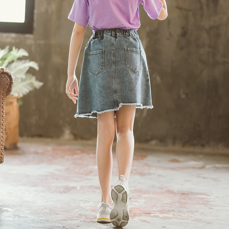 Summer Girls' Denim Skirt Children's Fashionable Skirt Children Girl's Summer Clothes