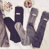 Winter Chunky Cable Thick Knit Thigh High Socks Long Stockings Boot Solid Color over the Knee Stockings Bunching Socks