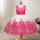 Toddler Girls Sequin Gown Dress Autumn and Winter Children Wedding Dress Princess Dress Lace Embroidery Bowknot Dress