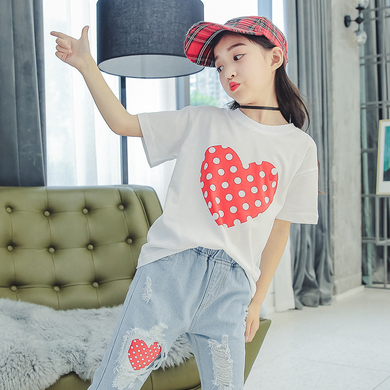 Summer Fashion Short-Sleeved Girls' Tops Student Girl T Shirts