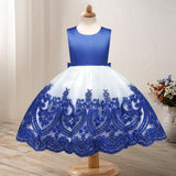 Toddler Girls Sequin Gown Dress Autumn and Winter Children Wedding Dress Princess Dress Lace Embroidery Bowknot Dress