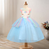 Toddler Girls Sequin Gown Dress Summer Unicorn Children Princess Dress Sleeveless Girl Wedding Dress
