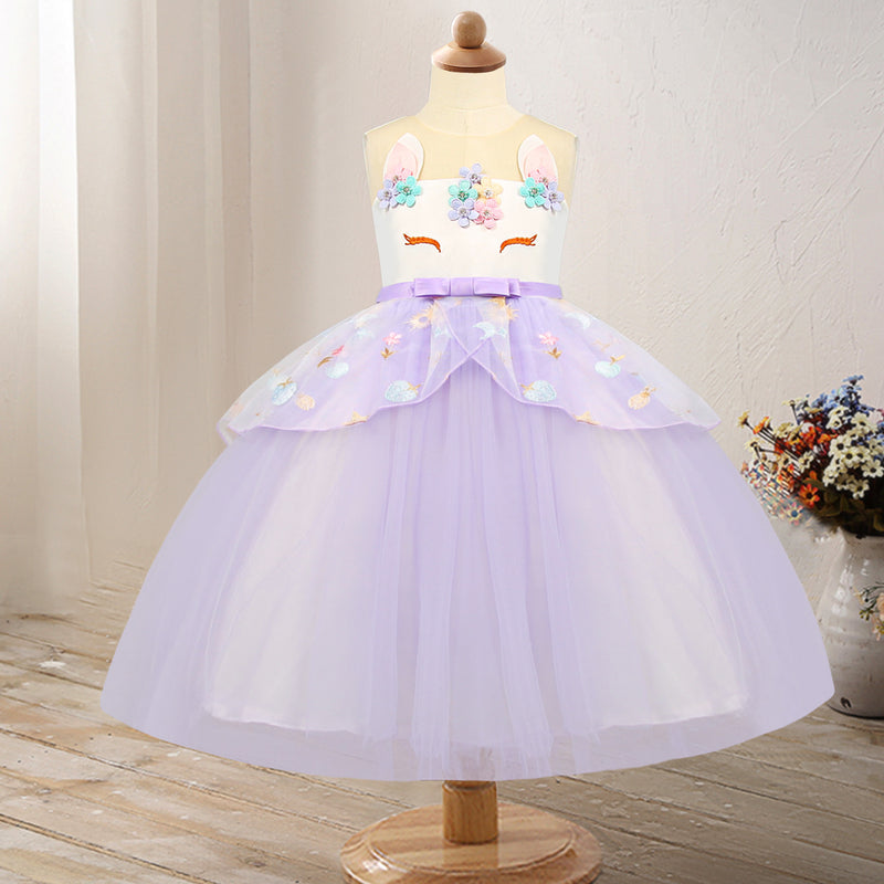 Toddler Girls Sequin Gown Dress Summer Unicorn Children Princess Dress Sleeveless Girl Wedding Dress