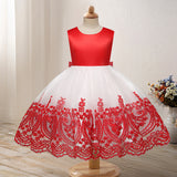 Toddler Girls Sequin Gown Dress Autumn and Winter Children Wedding Dress Princess Dress Lace Embroidery Bowknot Dress