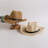 Straw Cowboy Hats Men's Summer Cowboy Hat Sun Protection Sun Hat Seaside Beach Hat