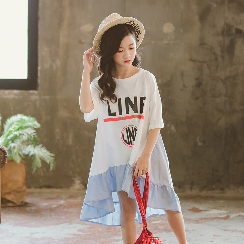 Summer Dress Girls' Short Sleeve Princess Dress Fashionable Dress Girl Dresses