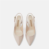 Nude Block Heels Dew Heel Low-Cut High Heels Summer Mid Heel Pumps