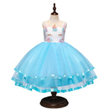 Toddler Girls Sequin Gown Dress Christmas Children's Skirt Festival Dress Unicorn Children's Clothing Kids Dress