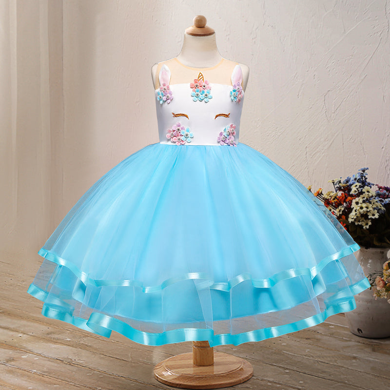 Toddler Girls Sequin Gown Dress Christmas Children's Skirt Festival Dress Unicorn Children's Clothing Kids Dress