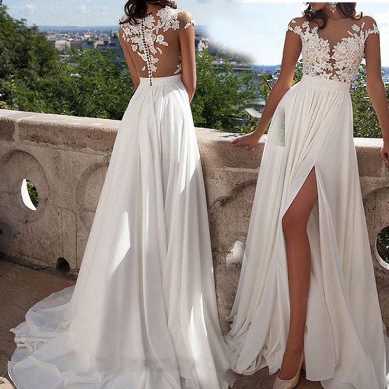 Bohemian Chic Wedding Guest Dress Wedding Dress Sexy Lace Split Evening Gown